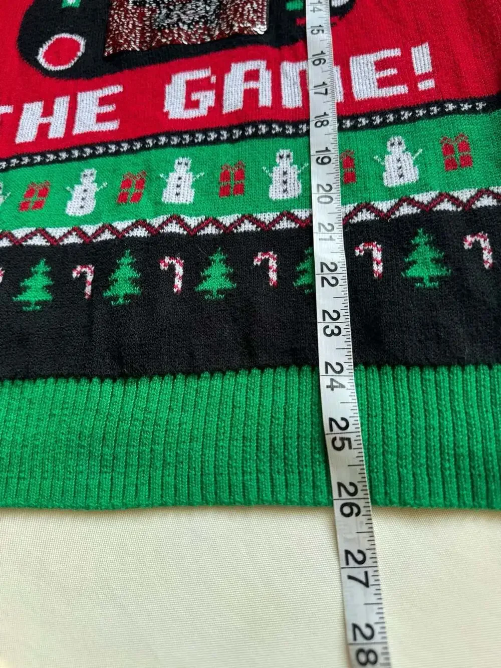 Youth Ugly Christmas Sweater Gamer Sequin Sleighing The Game Kids Size L